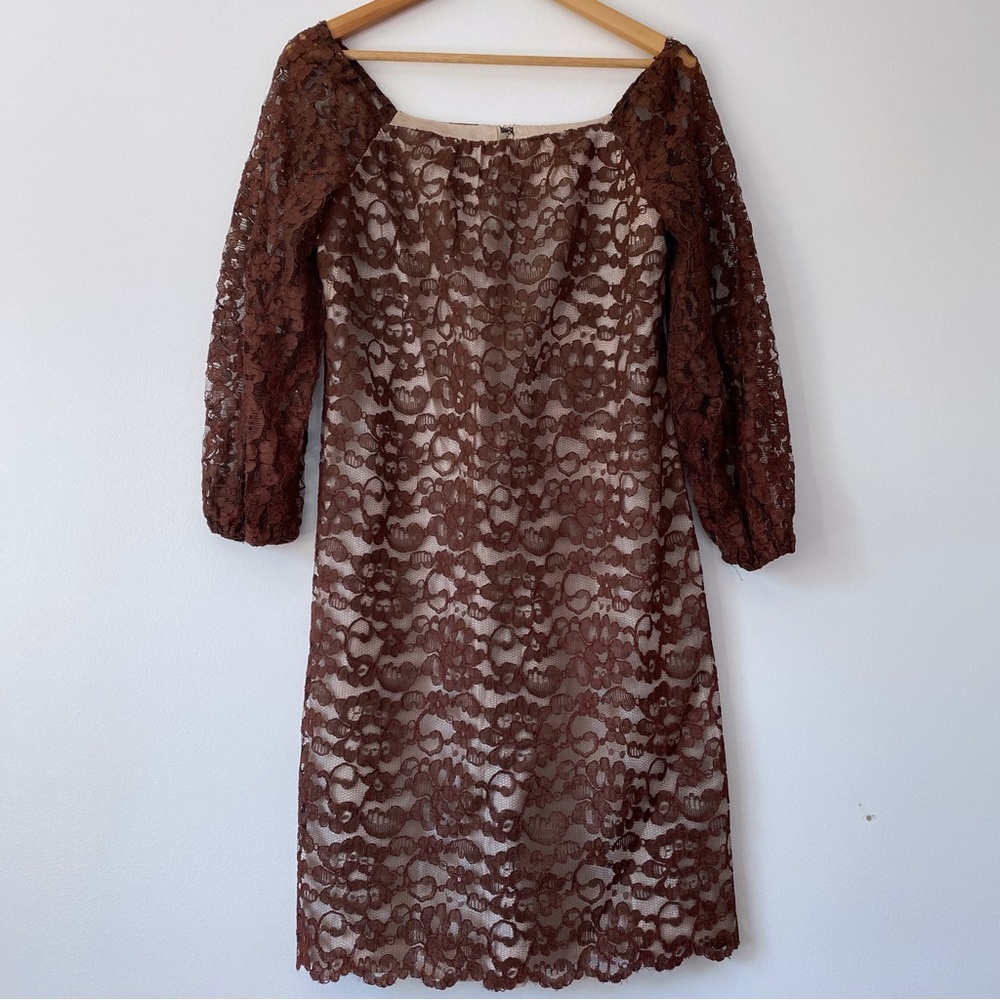 Vintage Prestige Brown Lace Overlay Dress